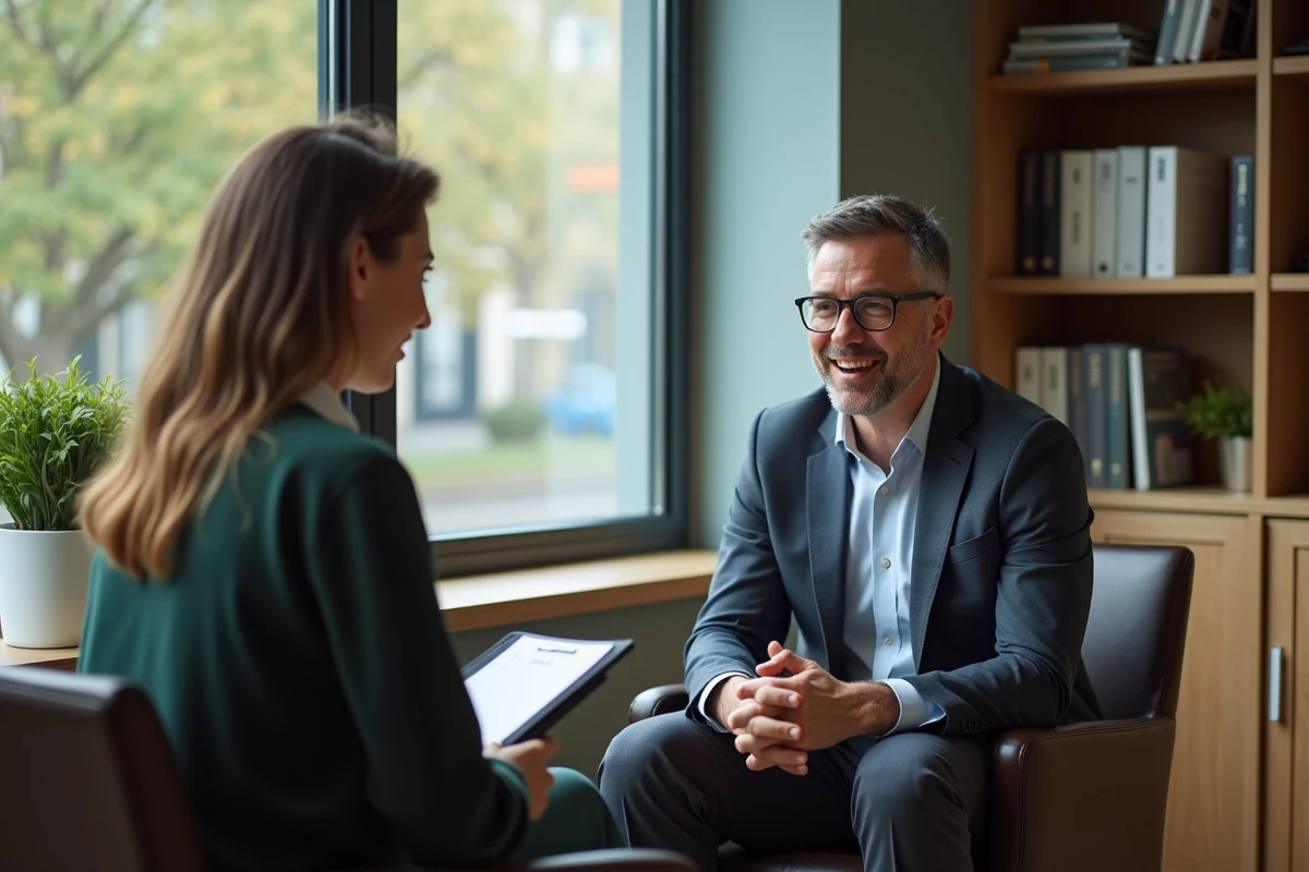 Coach professionnel en discussion avec une cliente dans un bureau