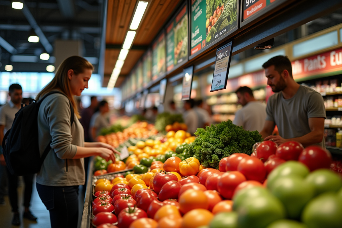 Vendeur ajustant les prix numériques au marché