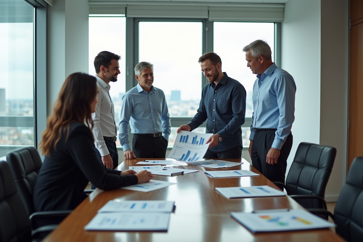 Groupe de collègues discutant autour d