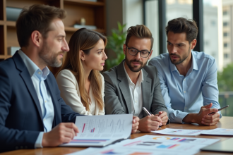 Groupe de professionnels en réunion d'affaires